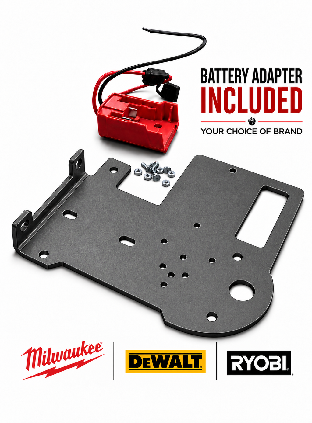 Grizzly Multi Mount Winch Plate | Battery Adapter Included
