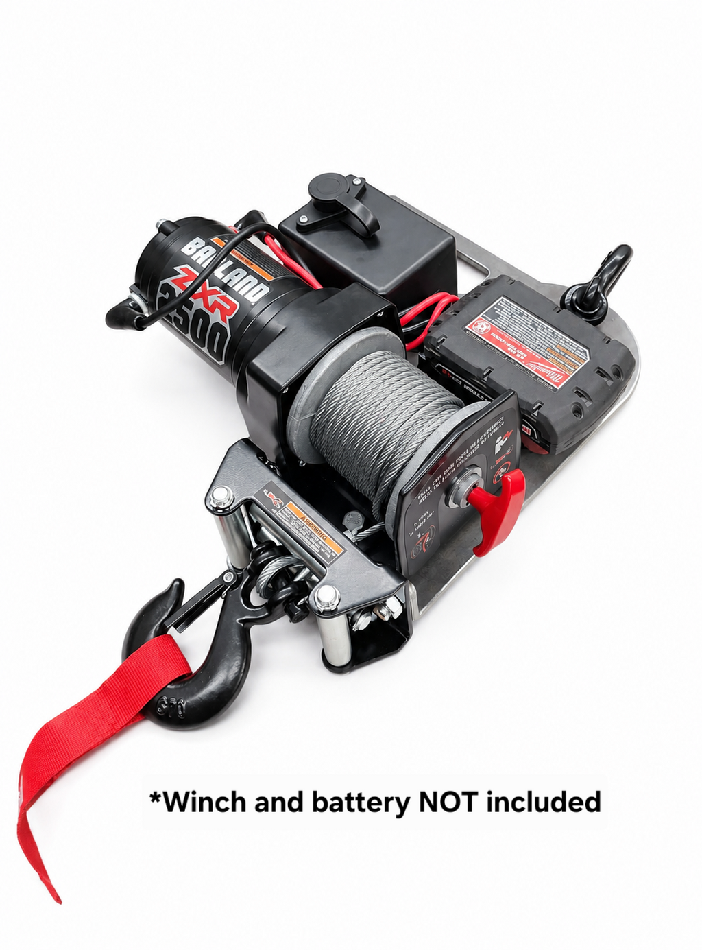 Grizzly Portable Winch Plate | Battery Adapter Included |Fits YOUR 2500 lb ATV Winch | USA Steel