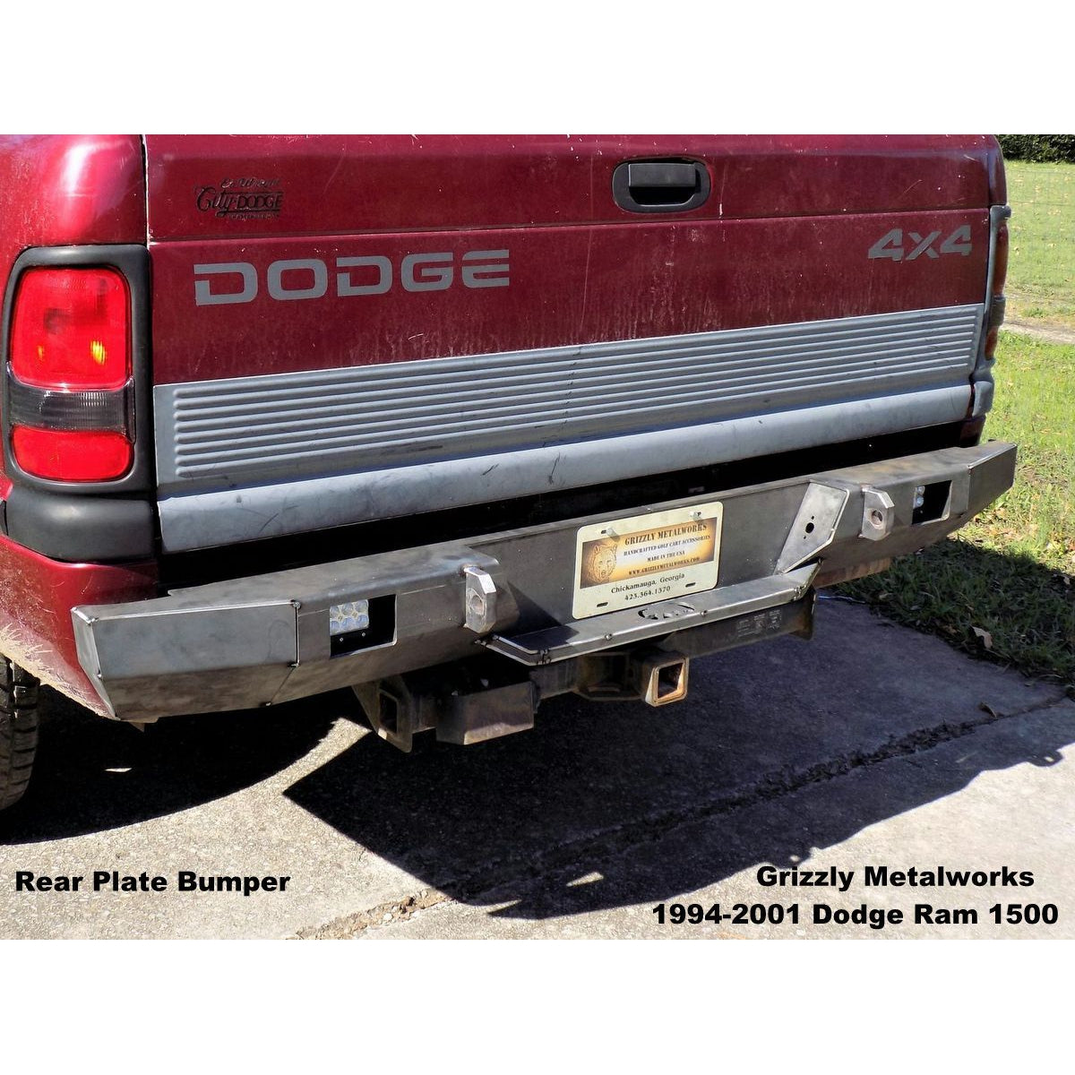 1994-2001 Dodge Ram 1500 Custom USA Rear Plate Bumper -  PRECISION WELDED MODEL - Extra Heavy Duty! Grizzly High Quality! USA! OPTIONS AVAILABLE! - Raw Metal Only
