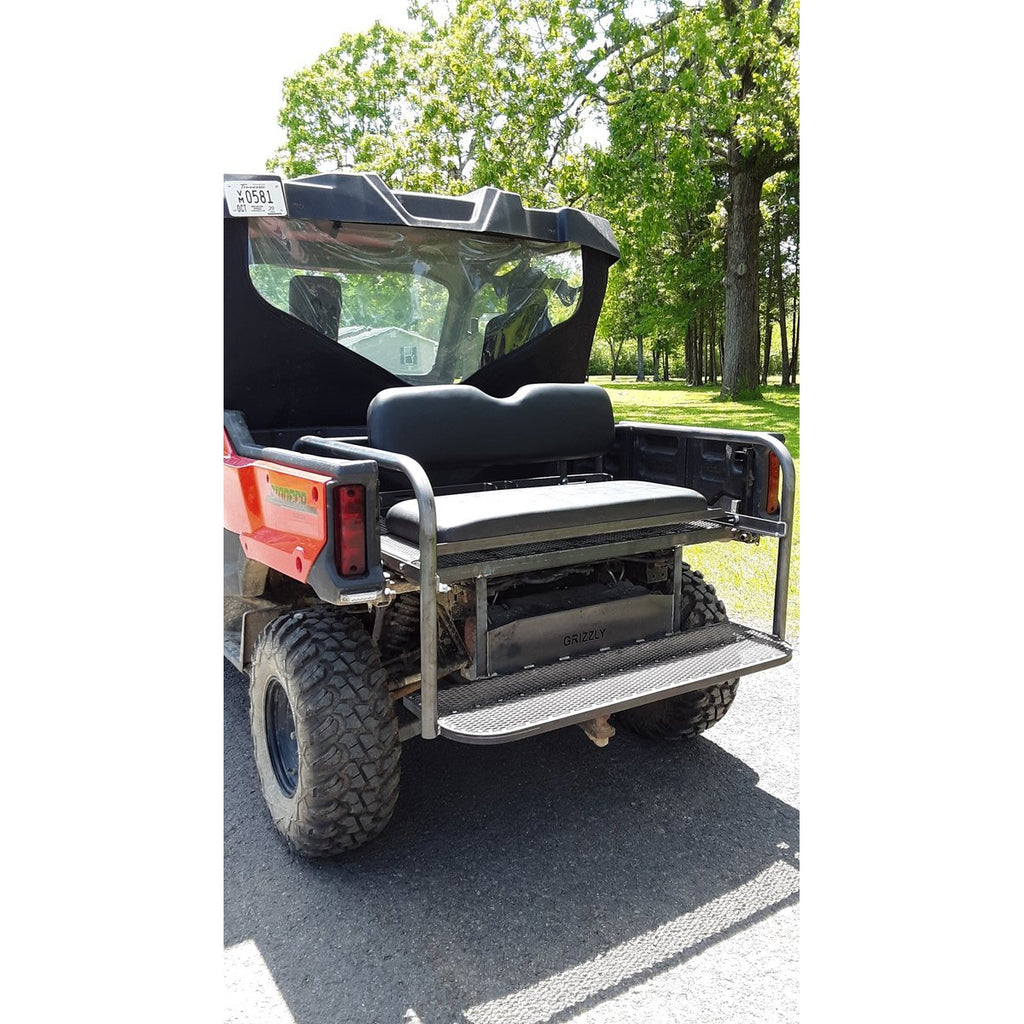 Honda Pioneer 1000-3 CUSTOM USA REAR WELDED FLIP SEAT ASSEMBLY Raw Metal, Includes Heat Shield - New Black Seat Cushion Set - 13 Ga Expanded Smooth Sheet Metal - ADD'L OPTIONS AVAILABLE Raw Metal Only