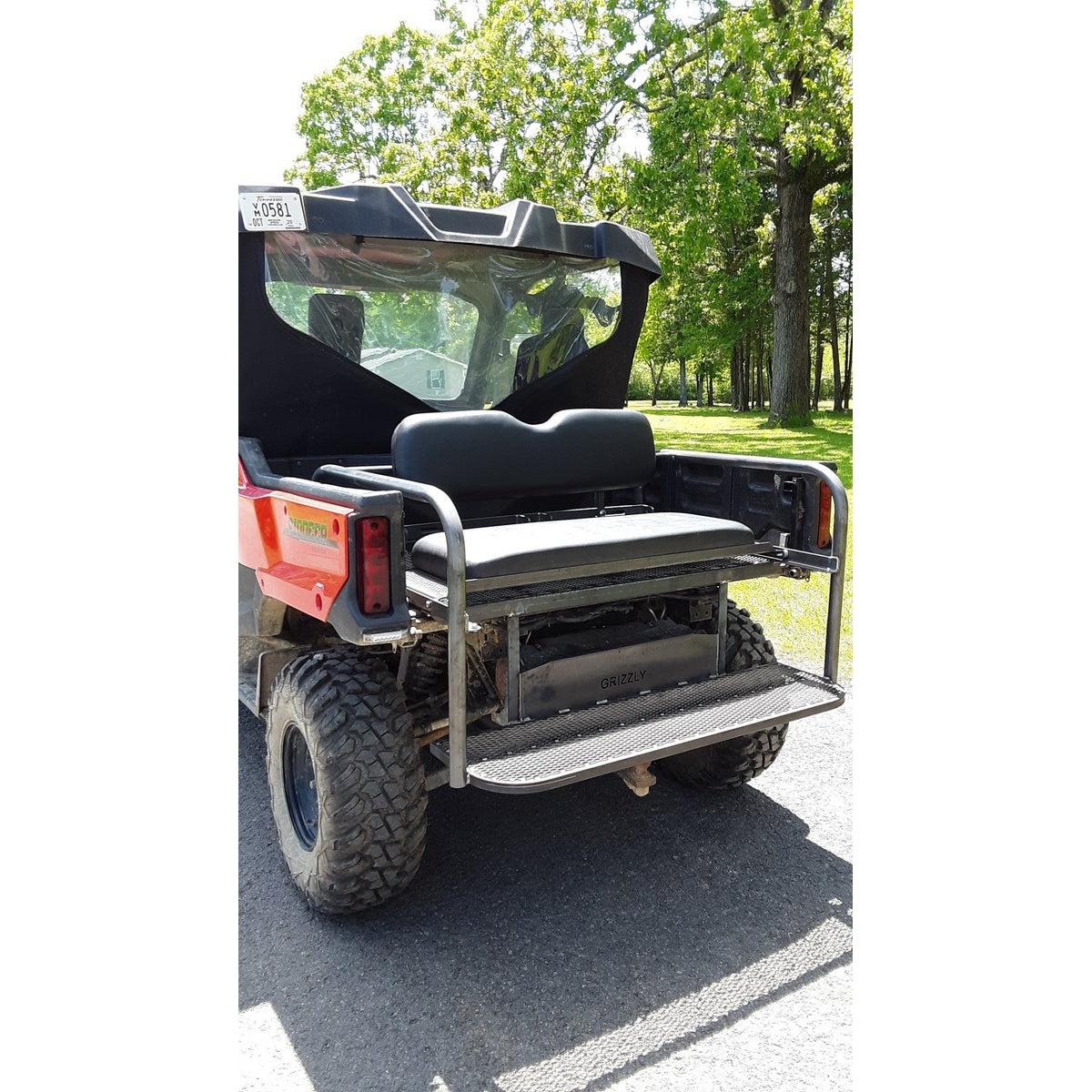 Honda Pioneer 1000-3 CUSTOM USA REAR WELDED FLIP SEAT ASSEMBLY Raw Metal, Includes Heat Shield - New Black Seat Cushion Set - 13 Ga Expanded Smooth Sheet Metal - ADD'L OPTIONS AVAILABLE Raw Metal Only