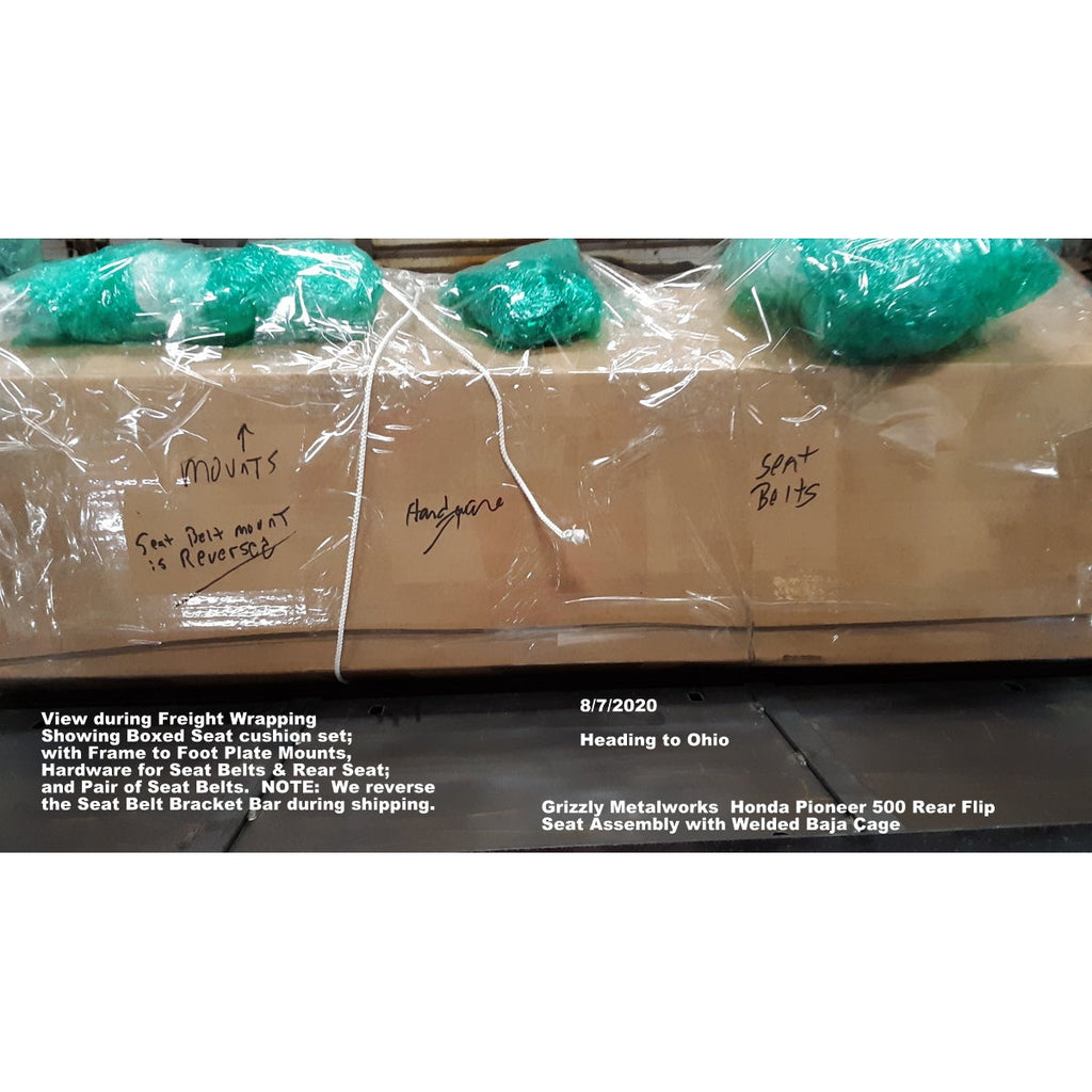 UNIVERSAL SIDE X SIDE REAR WELDED FLIP SEAT-w/Heat Shield; Creates Cargo Area Behind Seat. Fits STOCK REAR BED UTVs- Raw Metal, 2 sizes - MEDIUM & LARGE ONLY- Polaris Ranger XP 1000, John Deere Gator,  13 GA Exp. Sheet Metal - OPTIONS