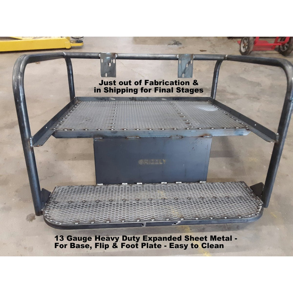 Polaris Ranger MID SIZE 500/570 CUSTOM USA REAR WELDED FLIP SEAT ASSEMBLY Raw Metal -13 GA Exp. Sheet Metal, Heavy Duty - Includes Rear Cargo/Gear Area & Heat Shield-OPTIONS: Seat Belts; Custom Heavy Duty 2" Receiver & More