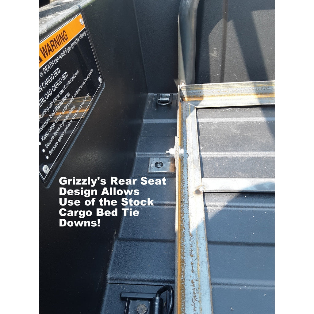 Honda Pioneer 520 REAR WELDED FLIP SEAT-Raw Metal-Includes High Quality Bucket Seats; 13 GA Exp. Sheet Metal; Cargo Area-INSTANTLY TRANSFORM YOUR 520 - 4 SEATER SIDE X SIDE- (cushion pattern color may vary)