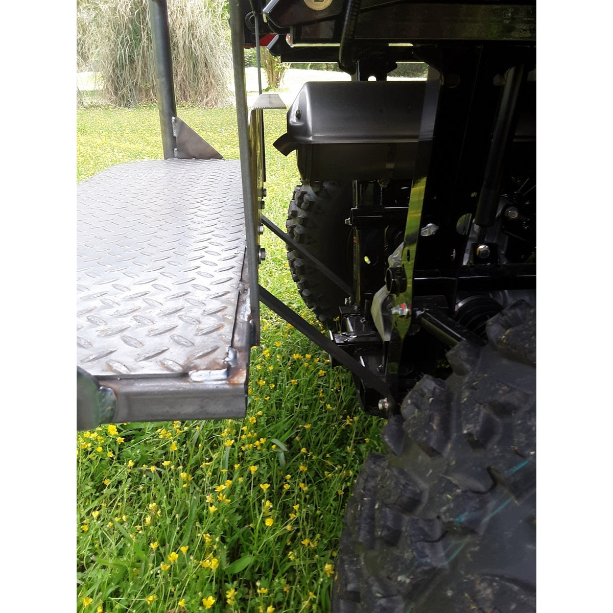 Honda Pioneer 520 REAR WELDED FLIP SEAT-Raw Metal-Includes High Quality Bucket Seats; 13 GA Exp. Sheet Metal; Cargo Area-INSTANTLY TRANSFORM YOUR 520 - 4 SEATER SIDE X SIDE- (cushion pattern color may vary)