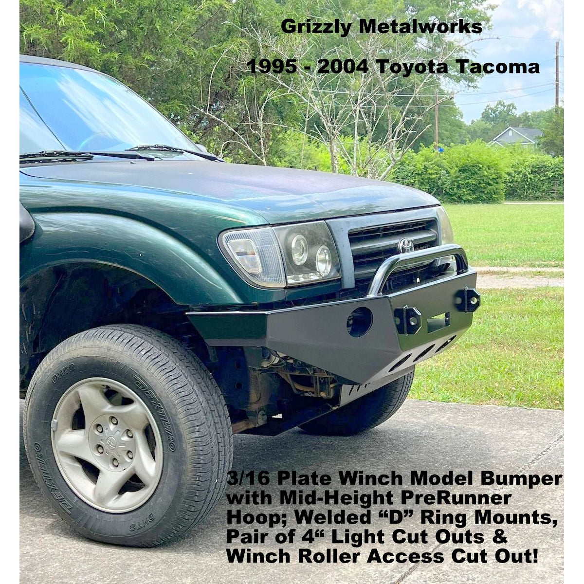 1995-2004 Toyota Tacoma Custom USA Front Winch 3/16" Plate Bumper Includes Subframe!  (Non-Winch Model Available)  PRECISION WELDED MODEL - High Quality! USA! OPTIONS AVAILABLE! - Raw Metal only