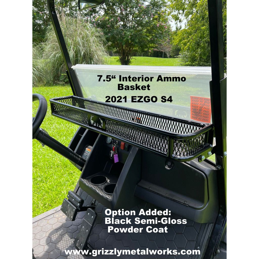 INTERIOR AMMO CLAYS BASKET For Golf Carts-Mounts Over Dash-Heavy Duty-7.5" Large & 5.0" Standard - 13 Ga Expanded Sheet Metal! (NOW AVAILABLE -NEW MODEL EZGO L6/S4 w/1-1/4" Roof Struts!)Great for Snacks, Hats Etc. FREE FEDEX Ground to Lower 48 States!