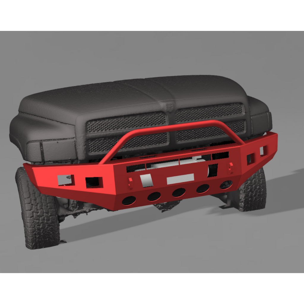 1994-2001 Dodge Ram 1500, 2500 & 3500 Gas and Diesel Trucks- Custom USA Front Winch 3/16" Plate Bumper- (Non-Winch Model Available)  PRECISION WELDED MODEL - Extra Heavy Duty! Grizzly High Quality! USA! OPTIONS AVAILABLE! - Raw Metal Only