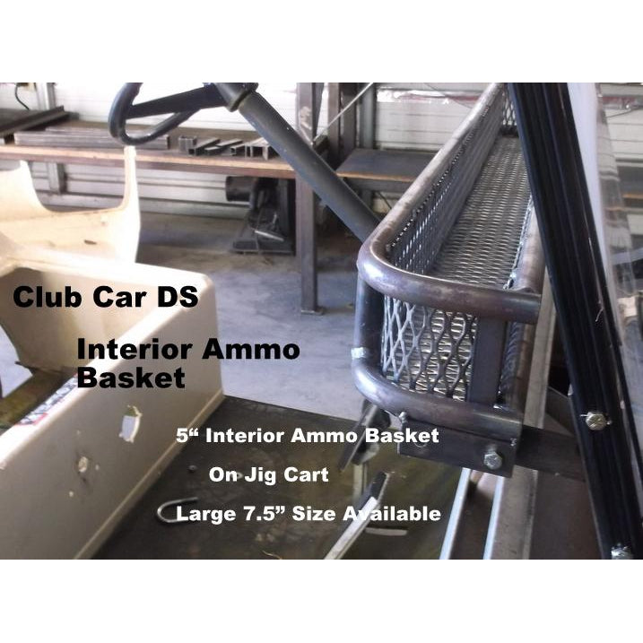 INTERIOR AMMO CLAYS BASKET For Golf Carts-Mounts Over Dash-Heavy Duty-7.5" Large & 5.0" Standard - 13 Ga Expanded Sheet Metal! (NOW AVAILABLE -NEW MODEL EZGO L6/S4 w/1-1/4" Roof Struts!)Great for Snacks, Hats Etc. FREE FEDEX Ground to Lower 48 States!
