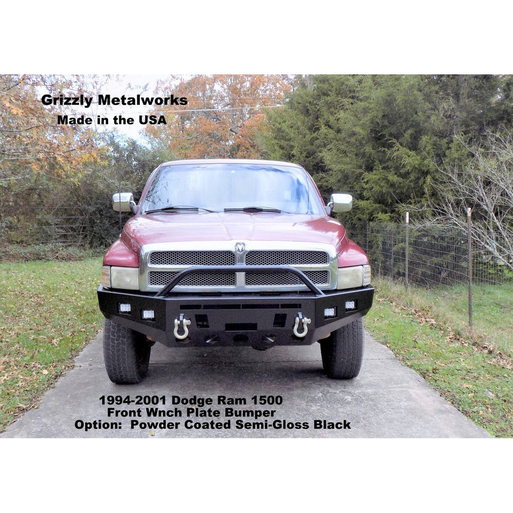 1994-2001 Dodge Ram 1500, 2500 & 3500 Gas and Diesel Trucks- Custom USA Front Winch 3/16" Plate Bumper- (Non-Winch Model Available)  PRECISION WELDED MODEL - Extra Heavy Duty! Grizzly High Quality! USA! OPTIONS AVAILABLE! - Raw Metal Only