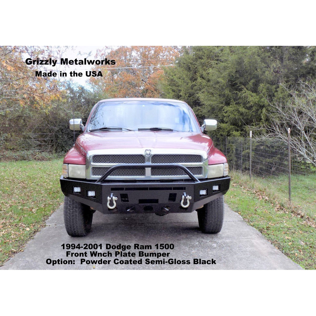 1994-2001 Dodge Ram 1500, 2500 & 3500 Gas and Diesel Trucks- Custom USA Front Winch 3/16" Plate Bumper- (Non-Winch Model Available)  PRECISION WELDED MODEL - Extra Heavy Duty! Grizzly High Quality! USA! OPTIONS AVAILABLE! - Raw Metal Only