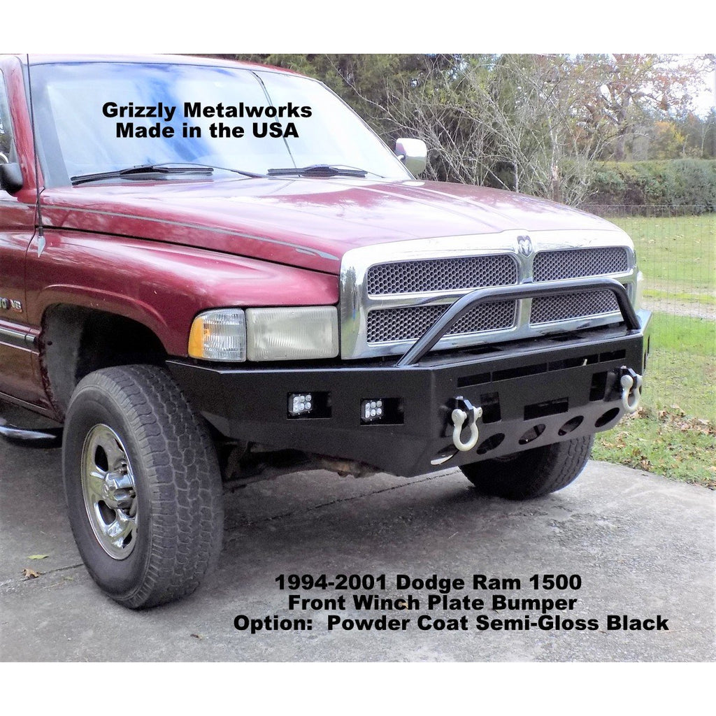 1994-2001 Dodge Ram 1500, 2500 & 3500 Gas and Diesel Trucks- Custom USA Front Winch 3/16" Plate Bumper- (Non-Winch Model Available)  PRECISION WELDED MODEL - Extra Heavy Duty! Grizzly High Quality! USA! OPTIONS AVAILABLE! - Raw Metal Only