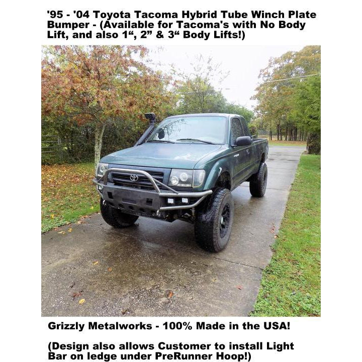 1995-2004 Toyota Tacoma Custom USA Front Winch 3/16" Plate Hybrid & Tubing Bumper Includes Subframe!  (Non-Winch Model Available) PRECISION WELDED MODEL -High Quality! USA! OPTIONS AVAILABLE! Raw Metal Only