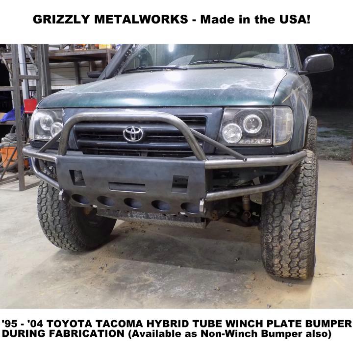 1995-2004 Toyota Tacoma Custom USA Front Winch 3/16" Plate Hybrid & Tubing Bumper Includes Subframe!  (Non-Winch Model Available) PRECISION WELDED MODEL -High Quality! USA! OPTIONS AVAILABLE! Raw Metal Only