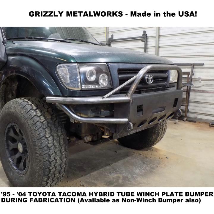1995-2004 Toyota Tacoma Custom USA Front Winch 3/16" Plate Hybrid & Tubing Bumper Includes Subframe!  (Non-Winch Model Available) PRECISION WELDED MODEL -High Quality! USA! OPTIONS AVAILABLE! Raw Metal Only