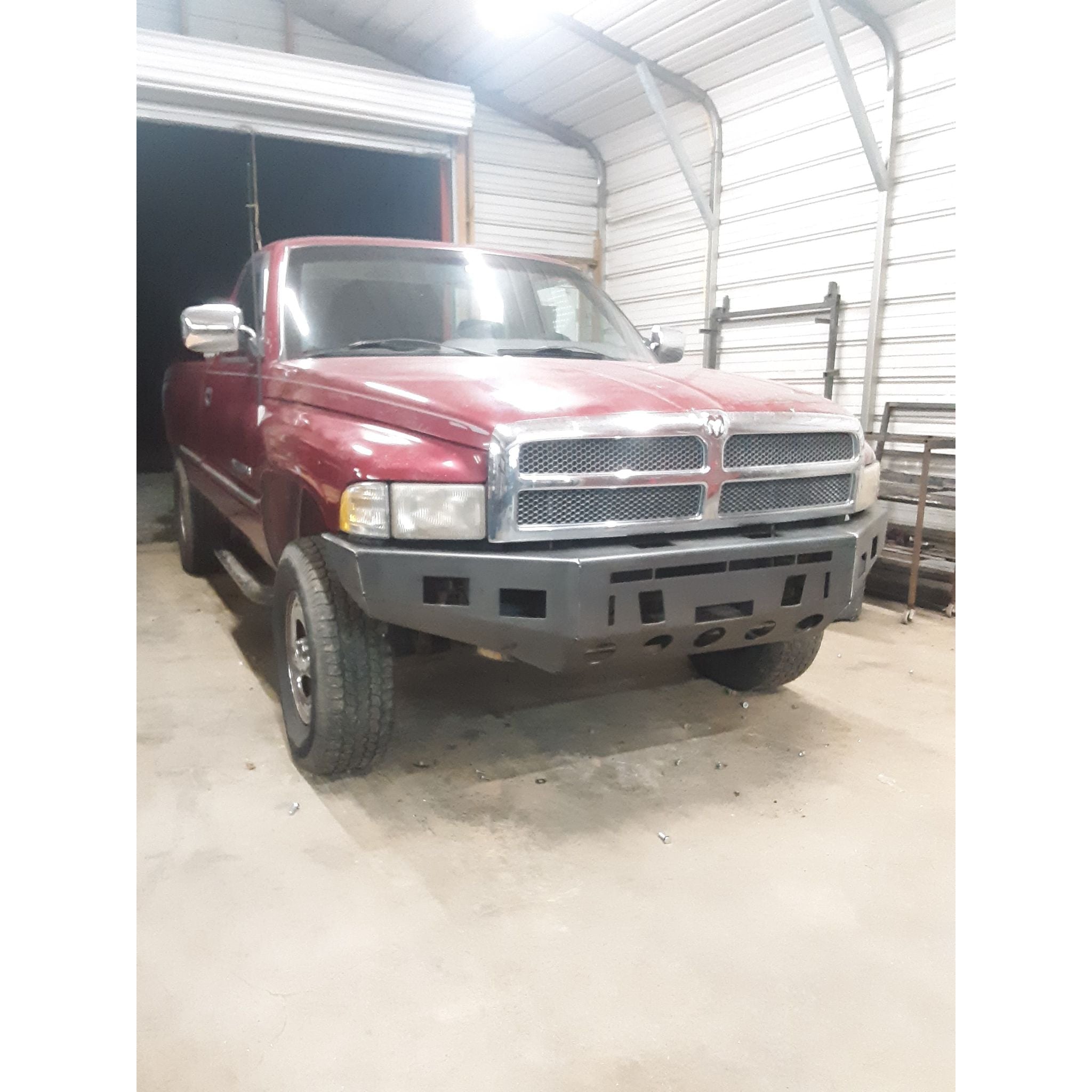 1994-2001 Dodge Ram 1500, 2500 & 3500 Gas and Diesel Trucks- Custom USA Front Winch 3/16" Plate Bumper- (Non-Winch Model Available)  PRECISION WELDED MODEL - Extra Heavy Duty! Grizzly High Quality! USA! OPTIONS AVAILABLE! - Raw Metal Only