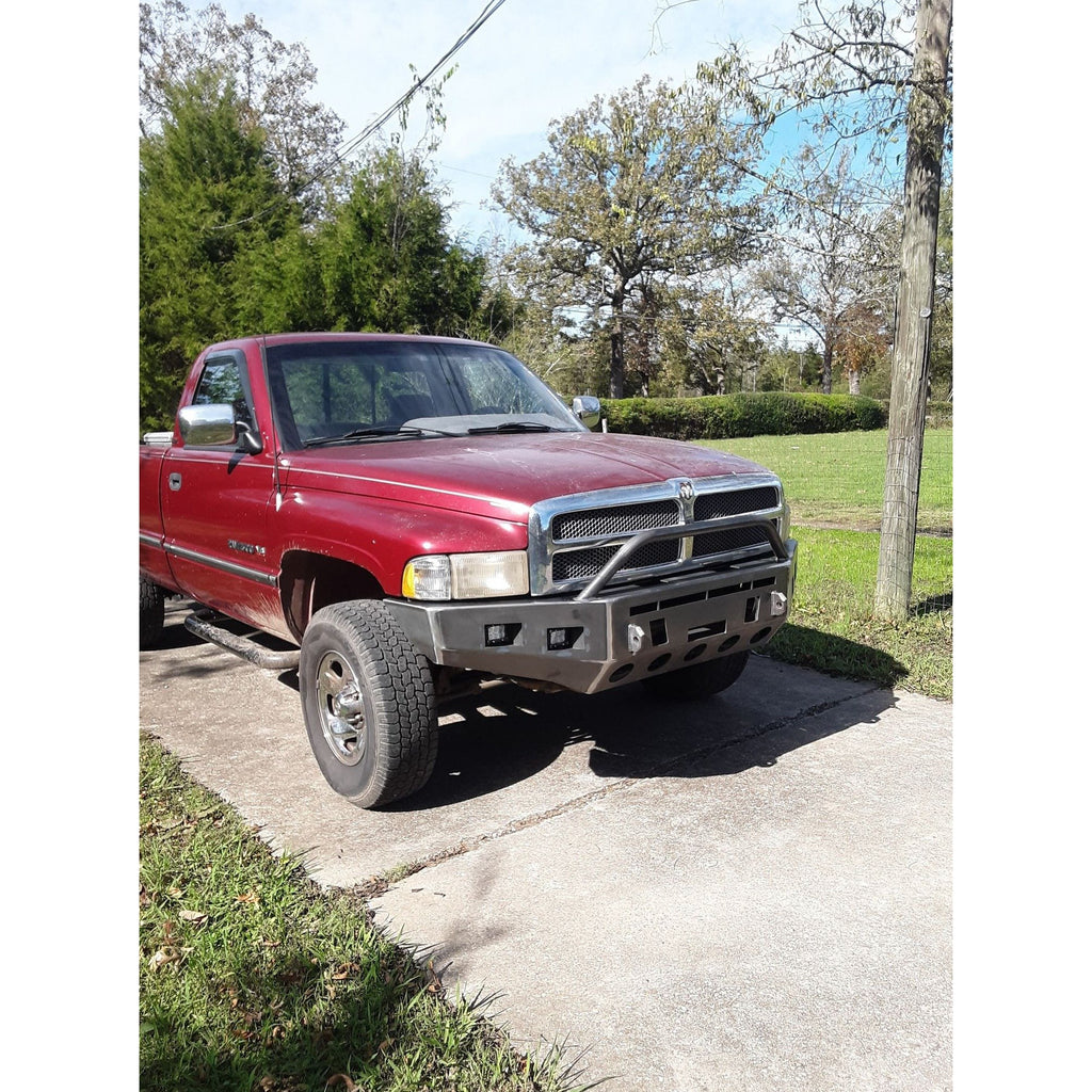 1994-2001 Dodge Ram 1500, 2500 & 3500 Gas and Diesel Trucks- Custom USA Front Winch 3/16" Plate Bumper- (Non-Winch Model Available)  PRECISION WELDED MODEL - Extra Heavy Duty! Grizzly High Quality! USA! OPTIONS AVAILABLE! - Raw Metal Only