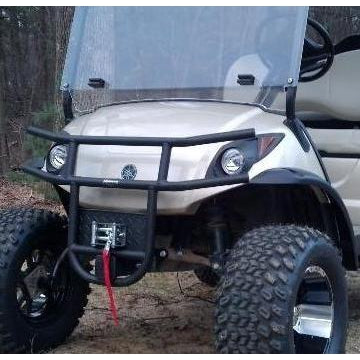 Grizzly Metalworks Golf Cart Yamaha G29 Drive Front Brush Guard with 2" Receiver and Welded Light Bar