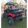 Honda Pioneer 500 CUSTOM REAR WELDED FLIP SEAT ASSEMBLY-USA -Raw Metal-Includes Grizzly's Amazing Heat Shield, Black Cushion Set; 13 GA Exp. Sheet Metal; Cargo Area-INSTANT TRANSFORMATION!-Options: Seat Belts, 2" Receiver, Grab Bar - Raw Metal Only!