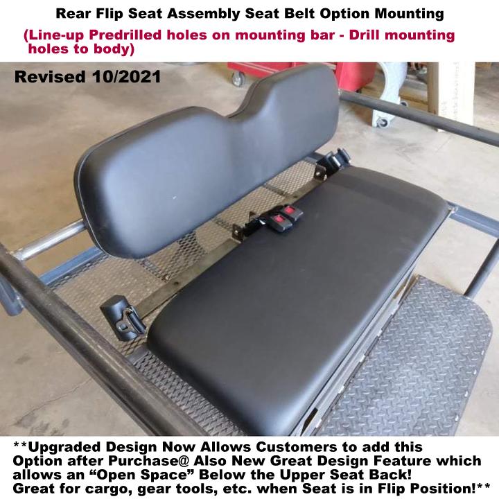 UNIVERSAL SIDE X SIDE REAR WELDED FLIP SEAT-w/Heat Shield; Creates Cargo Area Behind Seat. Fits STOCK REAR BED UTVs- Raw Metal, 2 sizes - MEDIUM & LARGE ONLY- Polaris Ranger XP 1000, John Deere Gator,  13 GA Exp. Sheet Metal - OPTIONS