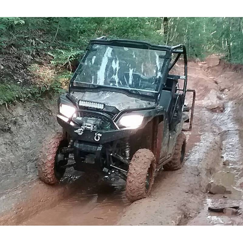Honda Pioneer 500 CUSTOM USA FRONT WINCH PLATE BUMPER INCLUDES PreRunner Hoop; 2 "D" Ring Mounts & Welded Light Tab for Light Bar or Off Road Light Install-Price Includes Shipping-FedEx Ground-Lower 48 States - Raw Metal