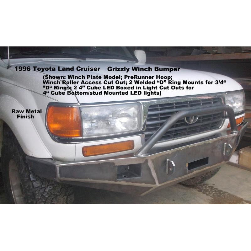 1989-1997 Toyota Land Cruiser Model 80 Series Custom USA Front Winch 3/16" Plate Bumper  (Non-Winch Model Available)-  PRECISION WELDED MODEL - High Quality! USA! OPTIONS AVAILABLE! Raw Metal Only