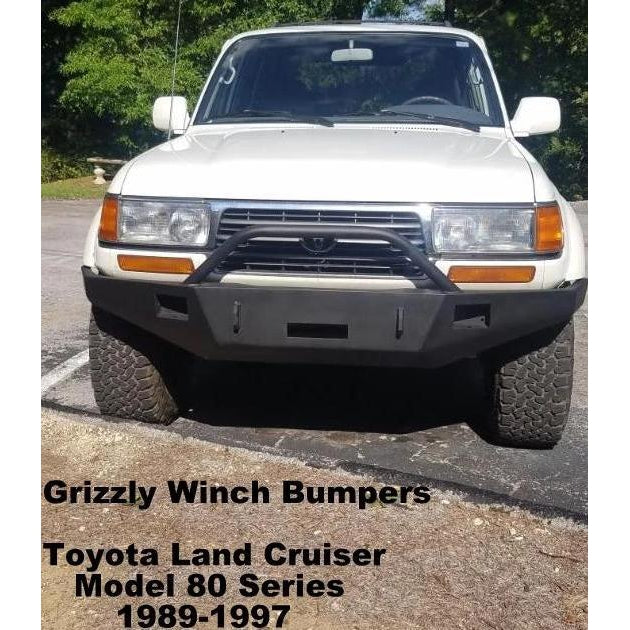 1989-1997 Toyota Land Cruiser Model 80 Series Custom Front Winch Plate Bumper (Non-Winch Work Model Available)-Front Bumper-Grizzly Metalworks-Toyota-Winch Model-Square Boxed-in Cutouts-Grizzly Metalworks