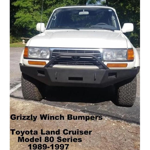 1989-1997 Toyota Land Cruiser Model 80 Series Custom Front Winch Plate Bumper (Non-Winch Work Model Available)-Front Bumper-Grizzly Metalworks-Toyota-Winch Model-Square Boxed-in Cutouts-Grizzly Metalworks