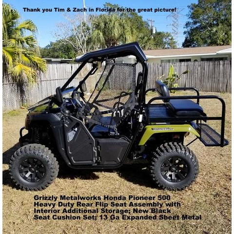 Honda Pioneer 500 Rear Welded Flip Seat Assembly with Options-Rear Flip Seat-Grizzly Metalworks-Pioneer 500-Grizzly Metalworks