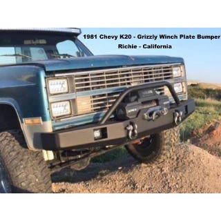 Chevy K10, K20, K30 & Chevy Suburban Custom USA Front Winch 3/16" Plate Bumper -Square Body Front  (Non-Winch Model Available)  PRECISION WELDED MODEL -High Quality! USA! OPTIONS AVAILABLE! (No Rear Bumper Available) Raw Metal Finish Only