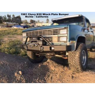 Chevy K10, K20, K30 & Chevy Suburban Custom USA Front Winch 3/16" Plate Bumper -Square Body Front  (Non-Winch Model Available)  PRECISION WELDED MODEL -High Quality! USA! OPTIONS AVAILABLE! (No Rear Bumper Available) Raw Metal Finish Only