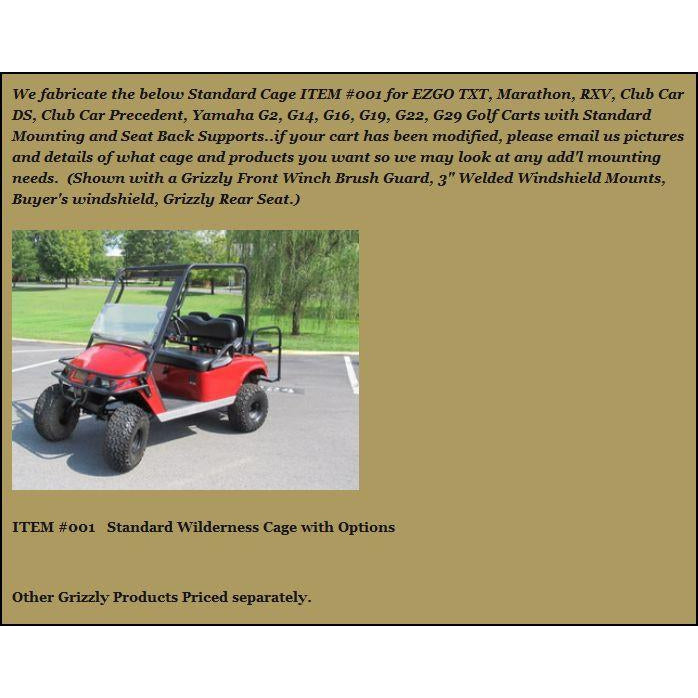 Grizzly 2 and 4 Passenger Wilderness Sport Cages for Golf Carts and Hunting Buggies